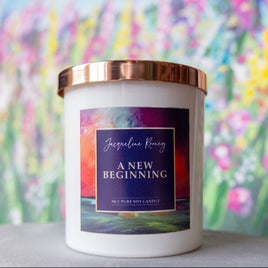 ‘A New Beginning’ Luxury White Soy Candle with Copper Lid (30cl)