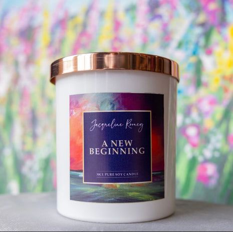 ‘A New Beginning’ Luxury White Soy Candle with Copper Lid (30cl)