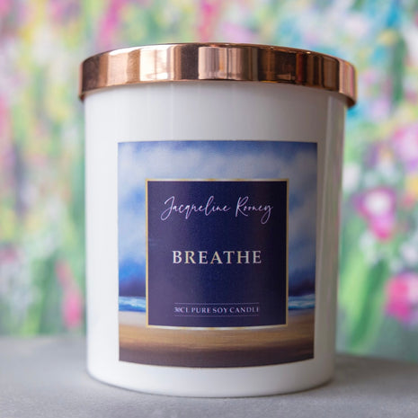‘Breathe’ Luxury White Soy Candle with Copper Lid (30cl)