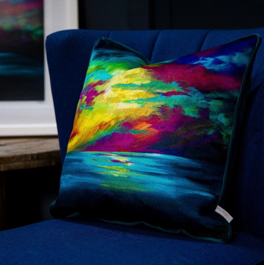 "Electric Dreams" Luxury Velvet Cushion