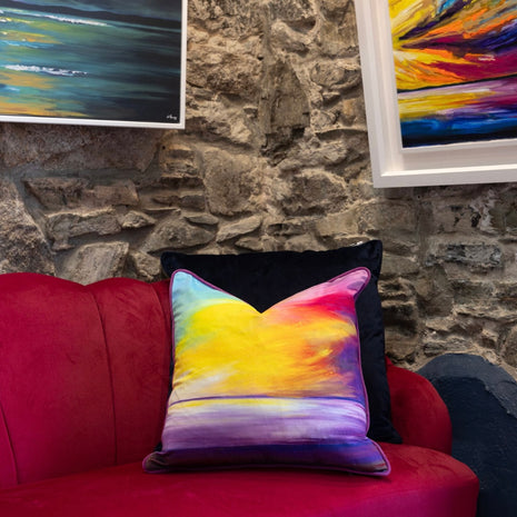 ‘New Day Dawning’ luxury velvet cushion