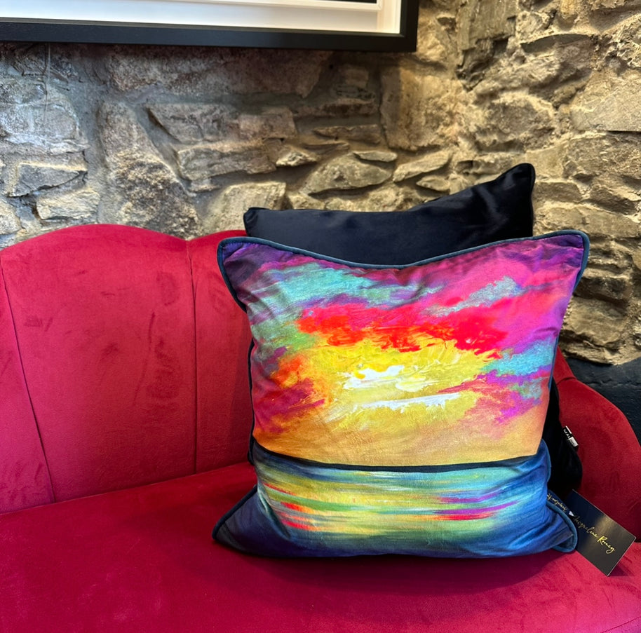 ‘Radiant Sky’ luxury velvet cushion