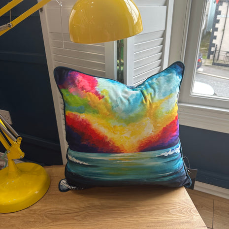 ‘Rainbow Dance’ luxury velvet cushion