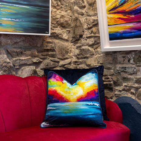 ‘Rainbow Dance’ luxury velvet cushion