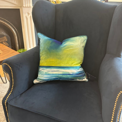 ‘Sapphire Sky’ luxury velvet cushion