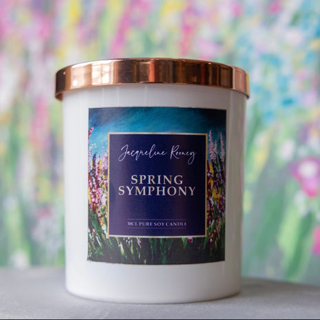 ‘Spring Symphony’ Luxury White Soy Candle with Copper Lid (30cl)