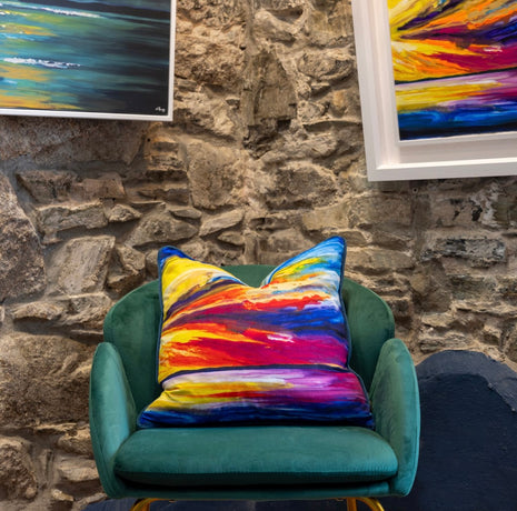 ‘Sunrise Promise’ luxury velvet cushion