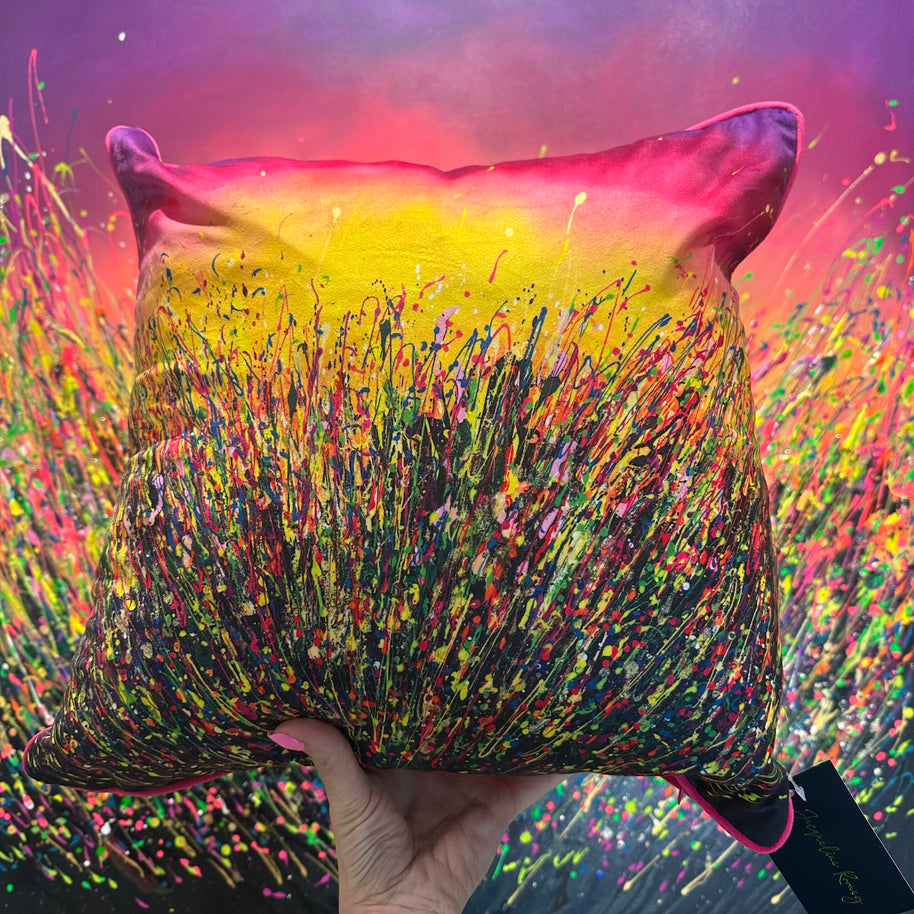 ‘Wildflower Joy’ luxury velvet cushion